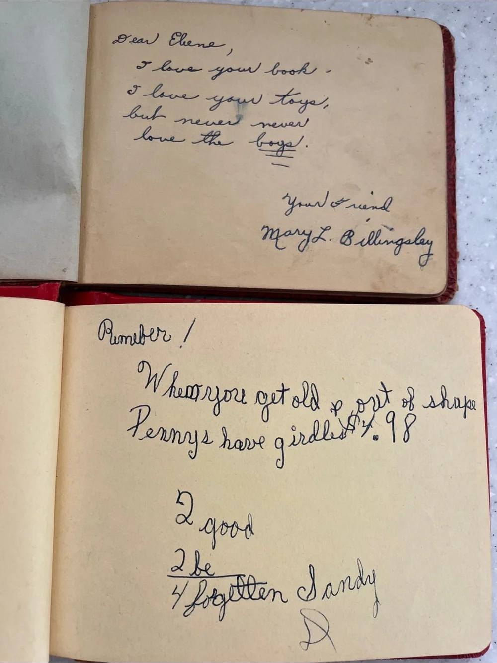 2 Vtg Autograph Books Ephemera 1930s & 1950s Old Handwriting Poems Etc
